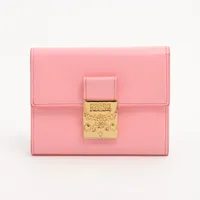 MCM レザー コンパクトウォレット ピンク