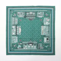 エルメス カレ55 Hermes Paris Station Bandana エルメス パリステーション バンダナ シルク スカーフ グリーン Ａランク