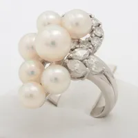 タサキ パール ダイヤ リング Pt900 約5.5mm～7.5mm