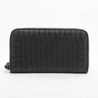 ボッテガヴェネタ イントレチャート レザー ラウンドジップウォレット グリーン