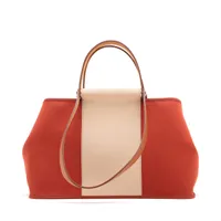 エルメス カバックエラン 39 PM トワルオフィシエ×カーフレザー レッド シルバー金具