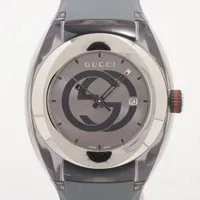 グッチ シンク 137.1 SS×ラバー QZ シルバー文字盤 Ａランク