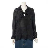 サンローランパリ シルク シャツ 22年 37 ブラック×ゴールド