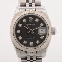 ロレックス デイトジャスト 179174G SS×WG AT 黒ホリコン文字盤