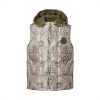 モンクレールジーニアス 1952 RABEH GILET ポリエステル×ナイロン ダウンベスト 21年 カーキ×ベージュ ＡＢランク