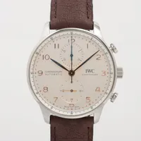 IWC ポルトギーゼ クロノグラフ IW371604 SS×革 AT アイスブルー文字盤 ＡＢランク