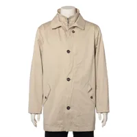 ロロピアーナ コットン×ラムスキン ステンカラーコート M ベージュ