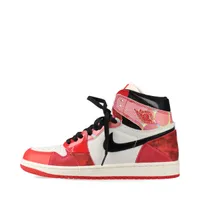 ナイキ×スパイダーマン AIR JORDAN 1 RETRO HIGH OG SP レザー×ファブリック ハイカットスニーカー 27cm レッド×ホワイト Ａランク