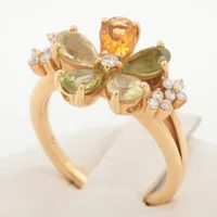 ポンテヴェキオ 色石 ダイヤ リング K18(YG)