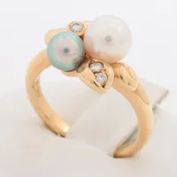 ミキモト パール ダイヤ リング K18(YG) 約5.5mm～6.5mm