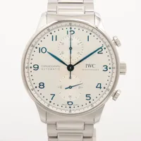 IWC ポルトギーゼ クロノグラフ IW371617 SS AT アイスブルー文字盤 Ａランク