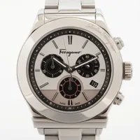 フェラガモ SS QZ シルバー文字盤