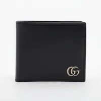 グッチ GGマーモント 428725 レザー 二つ折り財布 ブラック ＡＢランク