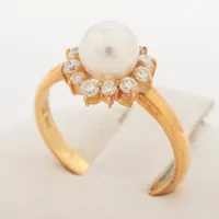 ニナリッチ パール ダイヤ リング K18(YG) 約6.5mm