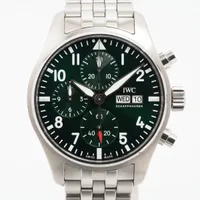 IWC パイロットウォッチ クロノグラフ IW388104 SS AT グリーン文字盤 ＡＢランク