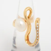 せきかず パール ダイヤ リング K18(YG)