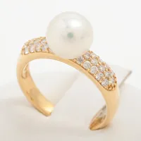 ポンテヴェキオ パール ダイヤ リング K18(YG) 約8.0mm
