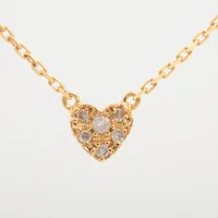 アガット ハートパヴェ ダイヤ ネックレス K18(YG)