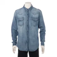 サンローランパリ コットン シャツ 17年 M ブルーインディゴ