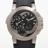 ハリーウィンストン オーシャン デュアルタイム SS×ラバー AT 黒文字盤