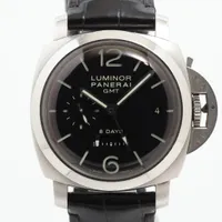 パネライ ルミノール GMT 8デイズ PAM00233 SS×革 手巻き 黒文字盤