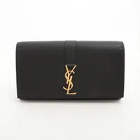 サンローラン モノグラム YSL レザー 財布 ブラック ＡＢランク