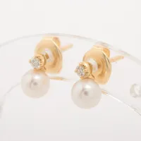 ミキモト パール ダイヤ ピアス K18(YG) 約5.0mm ＡＢランク