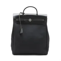 エルメス エールバッグアドPM トワルオフィシエ×カーフレザー ブラック シルバー金具