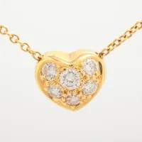 ティファニー ハートパヴェ ダイヤ ネックレス 750(YG)