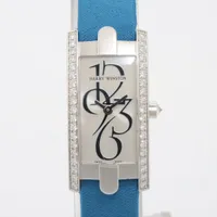 ハリーウィンストン アヴェニューCミニ AVCQHM15 WG×革 QZ シルバー文字盤