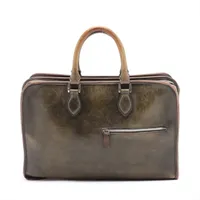 ベルルッティ カリグラフィ アンジュール レザー ハンドバッグ グリーン