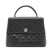 シャネル マトラッセ キャビアスキン ハンドバッグ ブラック ゴールド金具