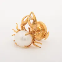 ポンテヴェキオ パール ダイヤ ブローチ 18K(YG)