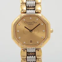 クリスチャンディオール オクタゴン D48-133 SS×GP QZ シャンパン文字盤