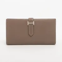 エルメス ベアンスフレ シェーブル 財布 エトゥープ シルバー金具