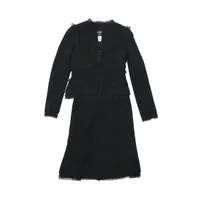 シャネル ココボタン ウール×シルク セットアップ 04P 36 ブラック