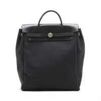 エルメス エールバッグアドPM トワルオフィシエ×カーフレザー ブラック シルバー金具