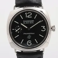 パネライ ラジオミール ブラックシール PAM00380 SS×革 手巻き 黒文字盤