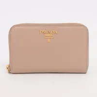 プラダPRADA　ヴェッテロムーブ　コンパクトウォレット　ベージュ系 プラダ ヴィッテロムーブ 1ML157 レザー コンパクトウォレット