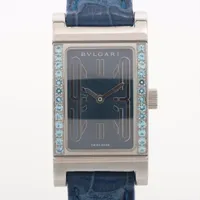 ブルガリ レッタンゴロ RT39S SS×革 QZ 青文字盤