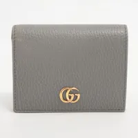グッチ GGマーモント 456126 レザー コンパクトウォレット グレー ＡＢランク