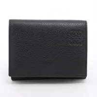 ロエベ アナグラム トライフォールド レザー コンパクトウォレット ブラック ＡＢランク