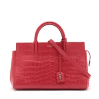 サンローランパリ カバリヴゴーシュ クロコ型押し 2WAYハンドバッグ レッド