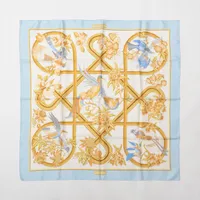 エルメス カレ90 Caraibes カリブ鳥 シルク スカーフ ピンク AB