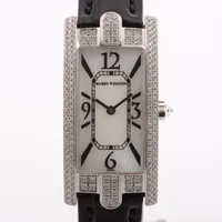 ハリーウィンストン レディアベニュー 330LQW WG×革 QZ シェル文字盤