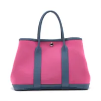 エルメス ガーデンパーティ30 TPM トワルオフィシエ×ネゴンダ マグノリア×ブルーブライトン シルバー金具