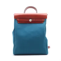 エルメス エールバッグ ジップ アドPM トワルオフィシエ×カーフレザー ブルー シルバー金具 ＡＢランク