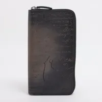 ベルルッティ カリグラフィ レザー ラウンドジップウォレット ブラック×グレー ＡＢランク