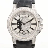 ハリーウィンストン オーシャンレディ 400/UQMP36W WG×革 QZ シェル文字盤