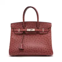 エルメス バーキン30 オーストリッチ ルージュアッシュ シルバー金具